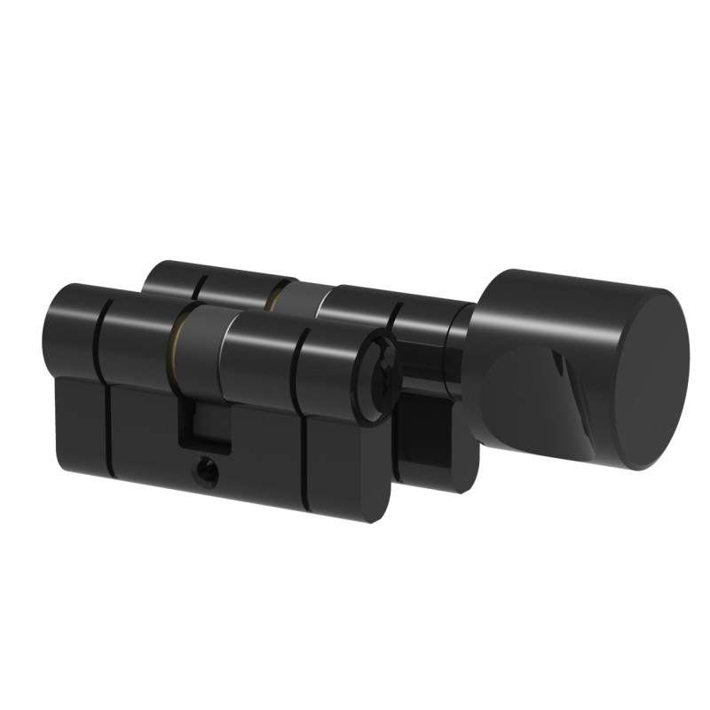 Komplet wkładek Łucznik D profil E8 35-65 gałka MF10 od 65 czarna